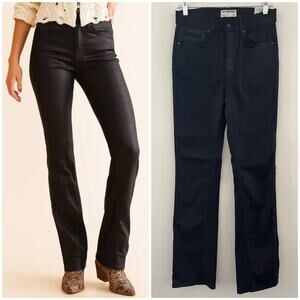 Free People We The Free Xena High Rise Slim Straight Coated Jeans Black Size 28